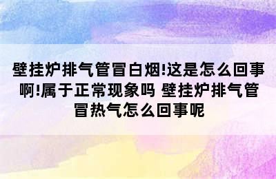 壁挂炉排气管冒白烟!这是怎么回事啊!属于正常现象吗 壁挂炉排气管冒热气怎么回事呢